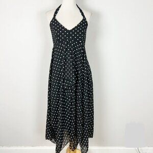 Y2K Polka Dot Midi Dress Halter Pinup Retro Rockabilly Size 6 Women's